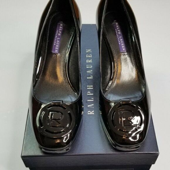 Ralph Lauren Spring ‘14 Tella Black Patent Leather Medallion Vamp Patform Pump - Picture 13 of 16
